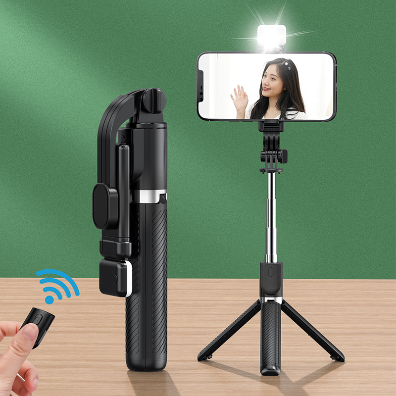 Gậy chụp ảnh 3 chân Selfie có đèn led tích hợp remote bluetooth thông minh quay video chống rung, xếp gọn - Tripod điện thoại, gậy live stream