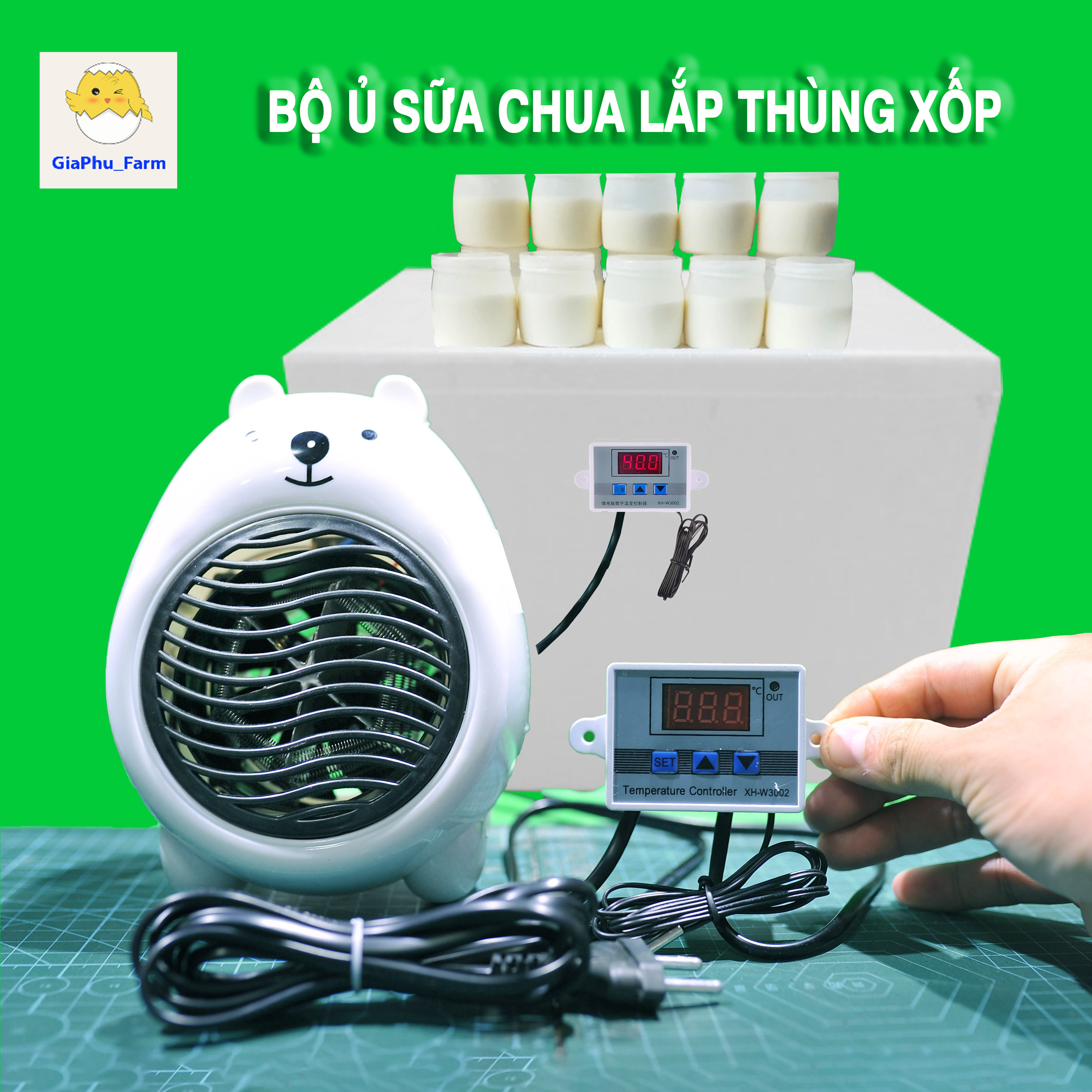 Bộ ủ sữa chua lắp thùng xốp, máy ủ sữa chưa công nghiệp