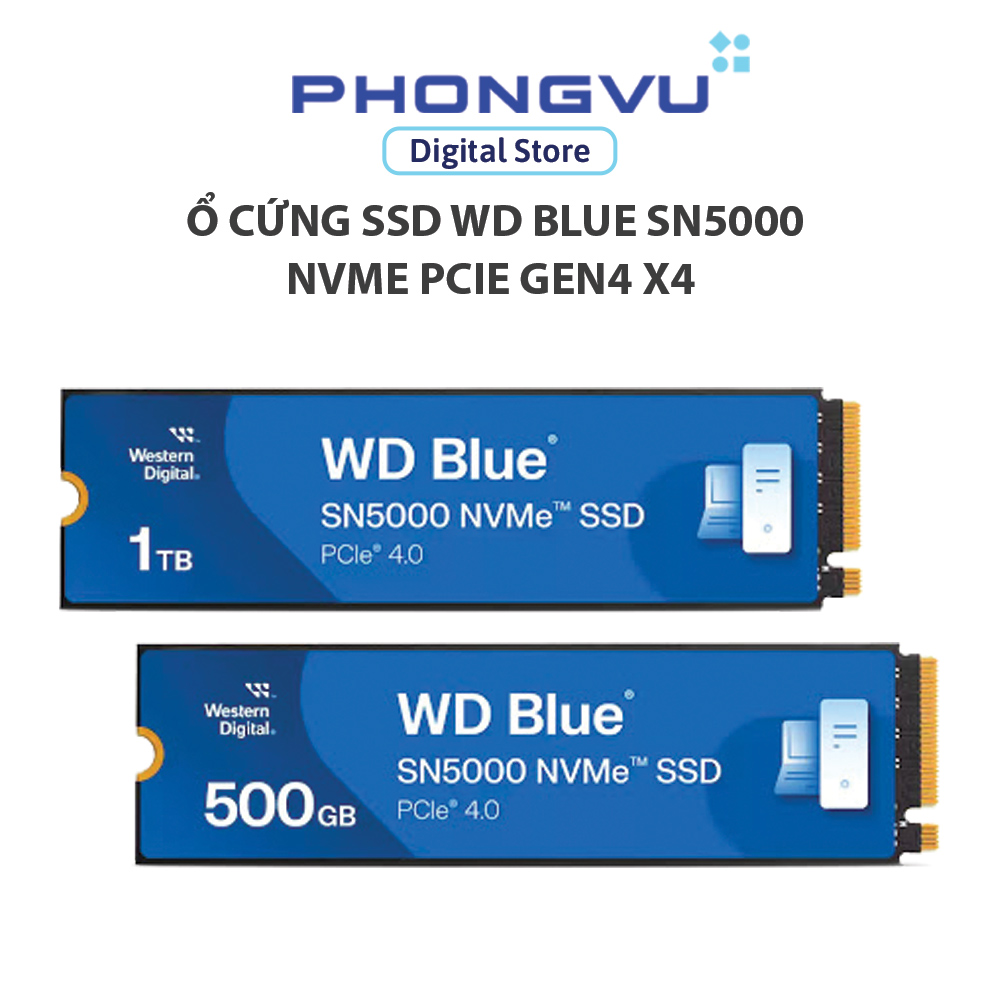 Ổ cứng SSD WD Blue SN5000 500GB NVMe PCIe Gen4 x4 - Bảo hành 60 tháng