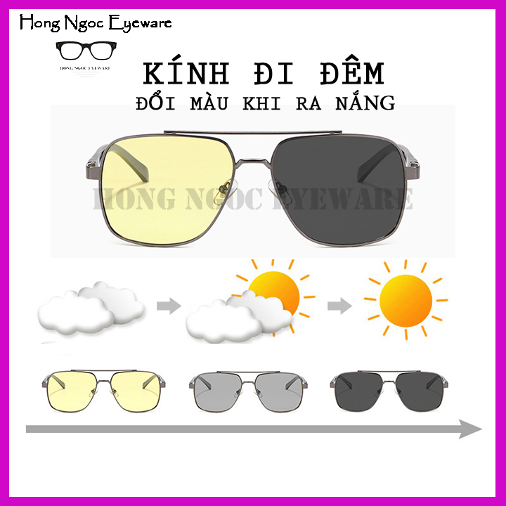 Kính đi đêm, kính đổi màu khi đi nắng, đi ngày đêm chống chói lóa làm dịu mắt khi đi đêm và đi nắng