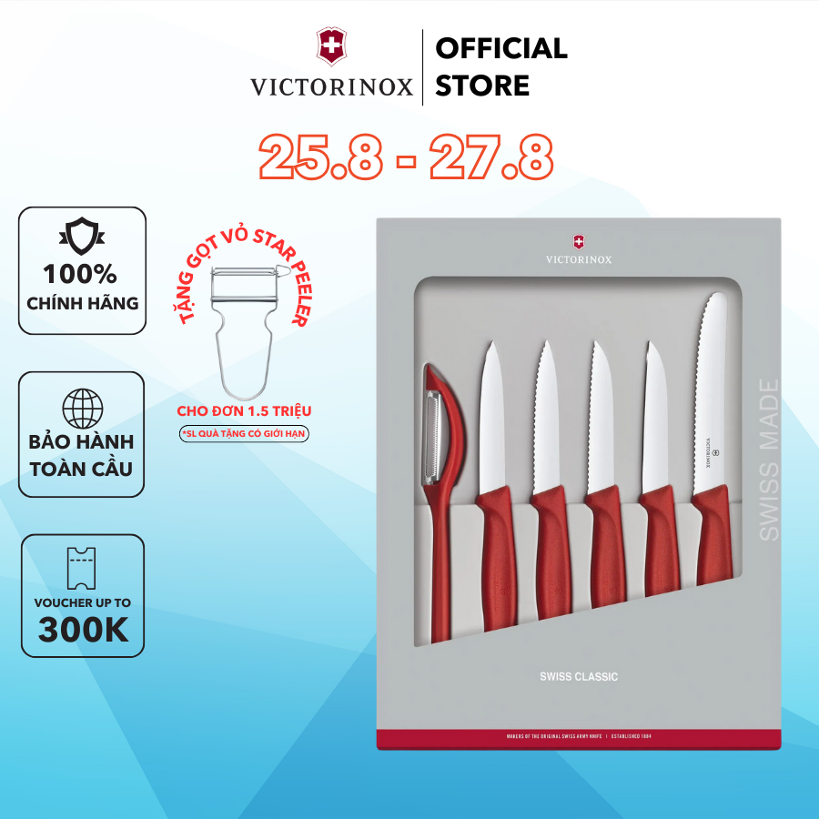 Bộ dao nhà bếp 6 món Swiss Classic Paring Knife Victorinox Thụy Sỹ