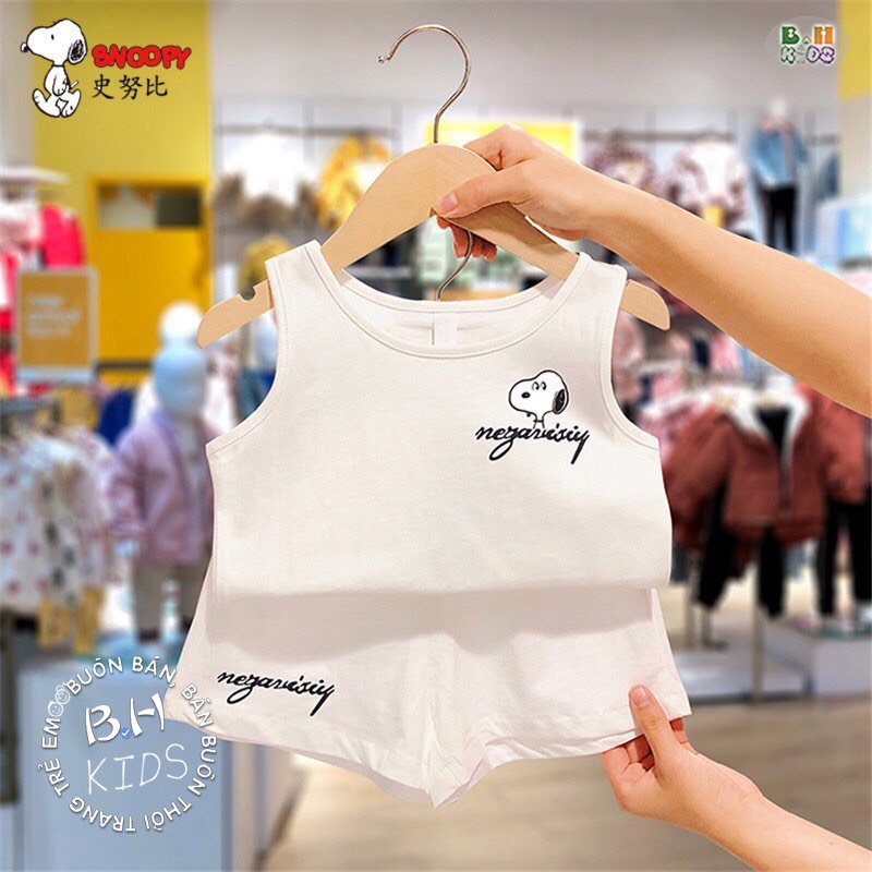 Bộ đồ bé trai bé gái 3 lỗ cộc tay chất thun lạnh túi zip xịn xò hoạ tiết snoopy_Quần áo trẻ em hè thu, bộ quần áo bé trai, bộ đồ bé gái, bộ đồ bé trai, bộ quần áo cộc tay cho bé, áo bé, quần bé, thời trang bé