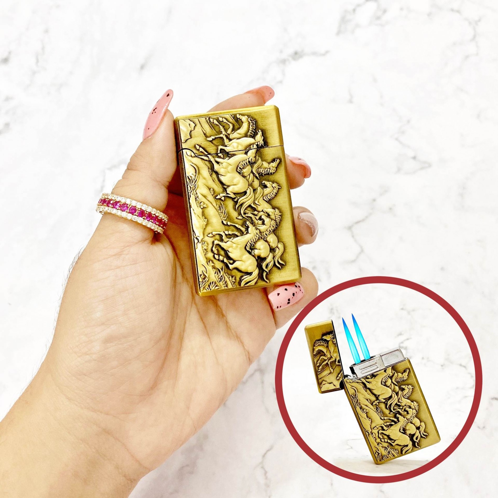 Bật lửa khè 2 tia hình bát mã