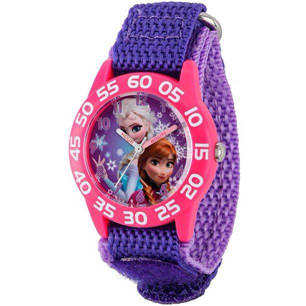 [HCM]Đồng hồ trẻ em cũa hãng Disney Frozen Anna & Elsa Girls Plastic Case Watch Purple Nylon Strap