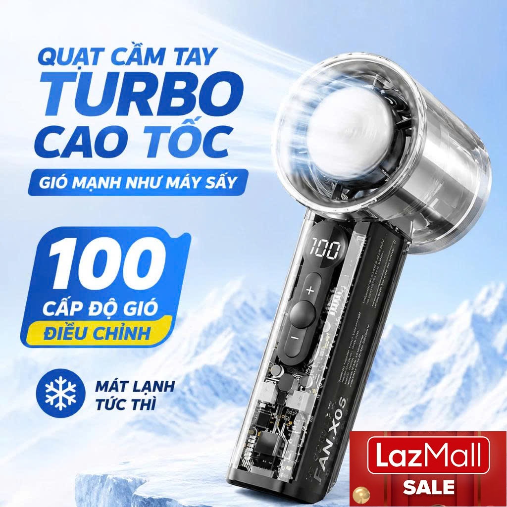 Lazmall Super Shocking Price Mini Turbo X05 Handheld Fan with Integrated Super Cool Cooler 100 Wind Levels Lcd Screen Strong Wind Brings a Clear and Cool Feeling When Used