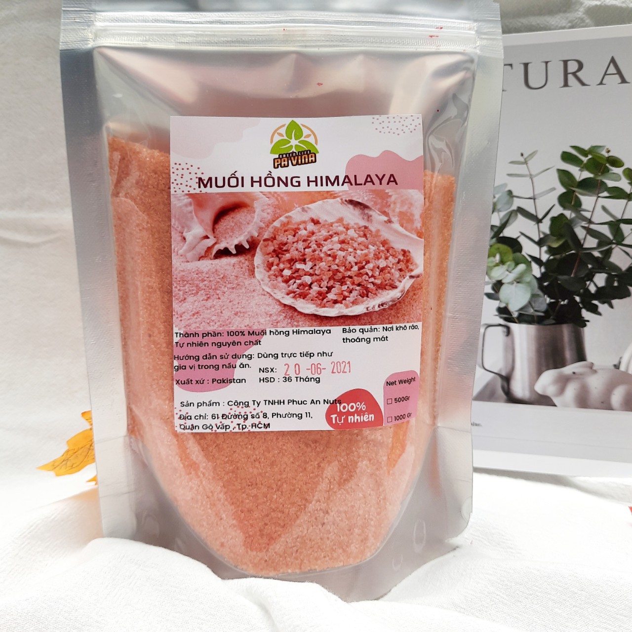 500GR MUỐI HỒNG HIMALAYA DẠNG MỊN VÀ DẠNG HẠT