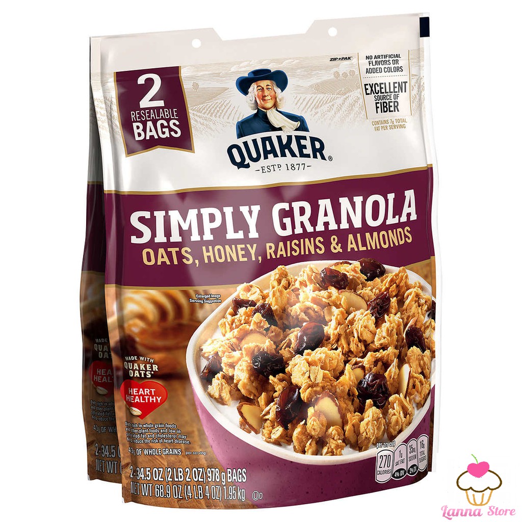 Ngũ cốc ăn kiêng quaker simply granola mỹ