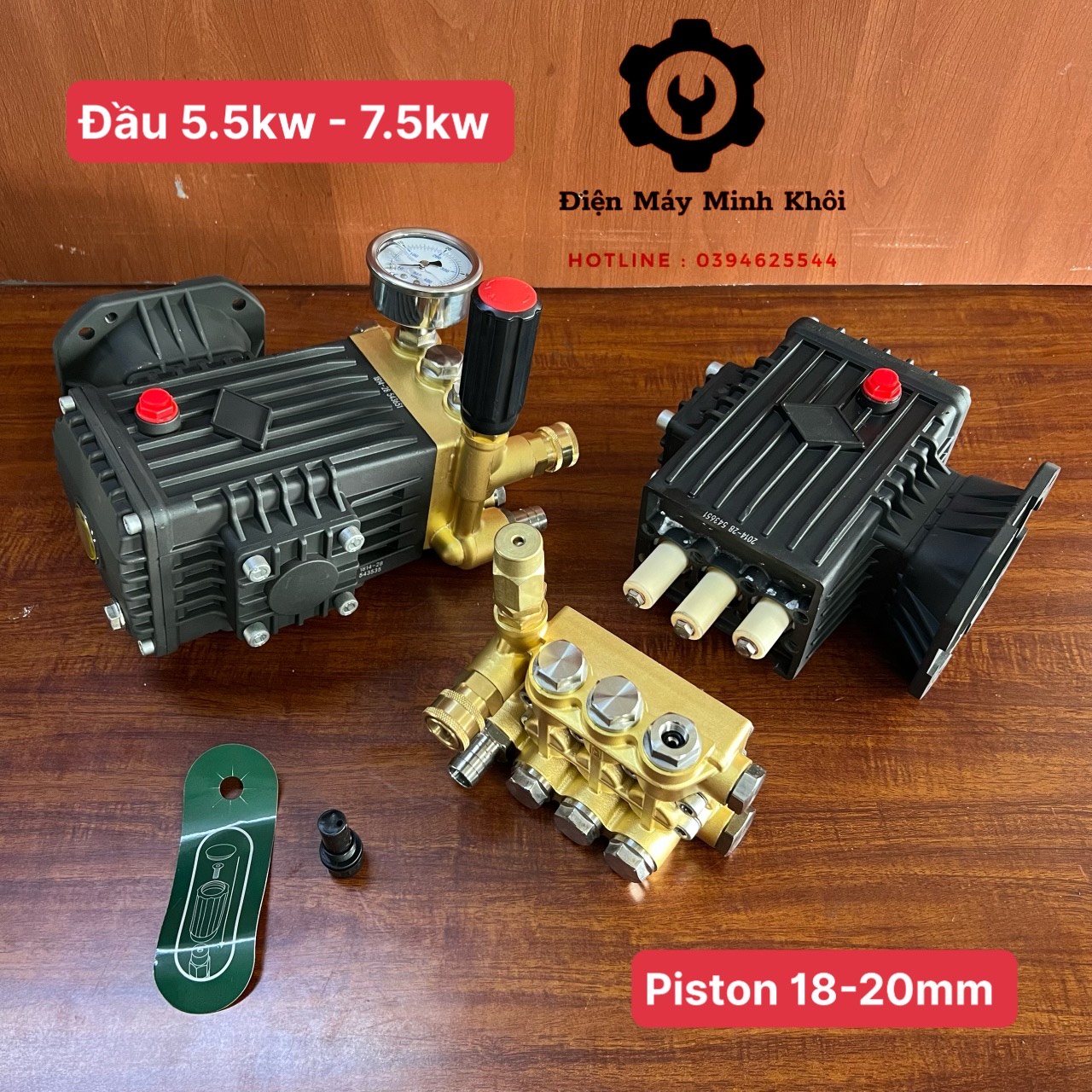 Đầu bơm máy rửa xe cao áp 5.5kw - 7.5kw trục 28MM| đầu rửa xe áp lực cao piston sứ, đầu rửa cao áp