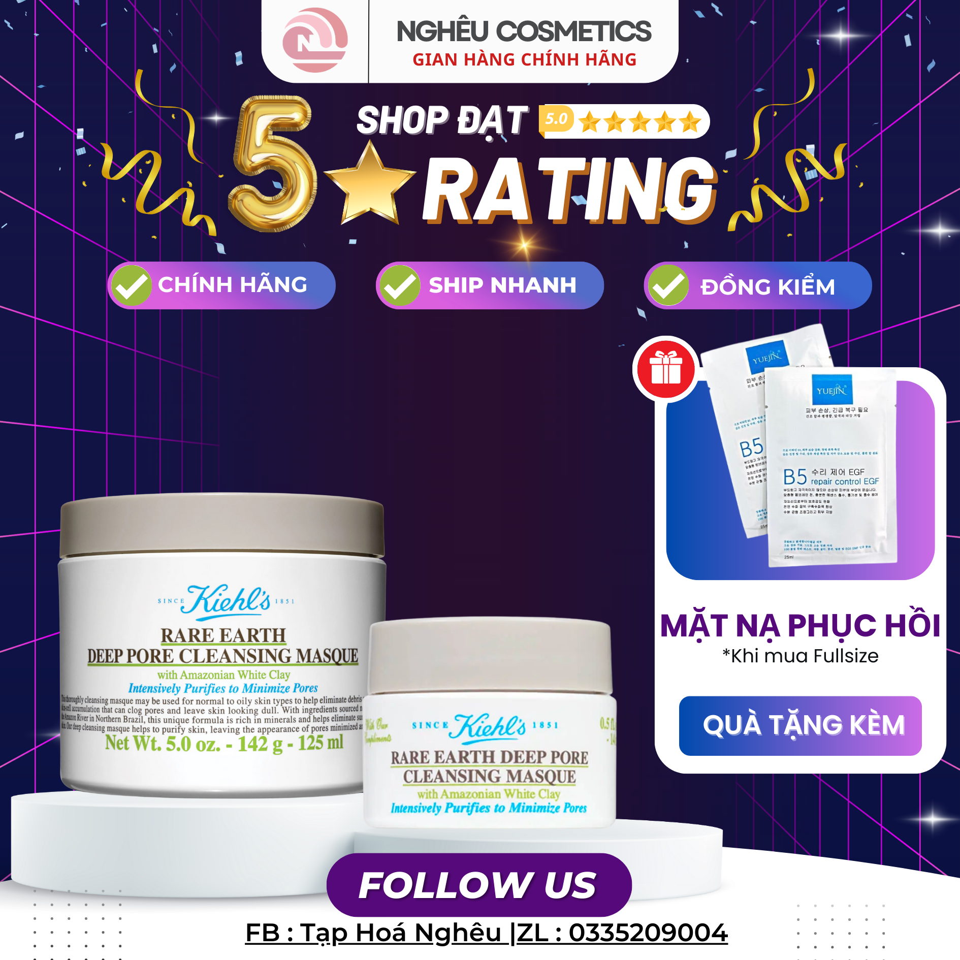 Mặt nạ đất sét kiehl.s se lỗ chân lông giảm mụn cho da dầu chính hãng