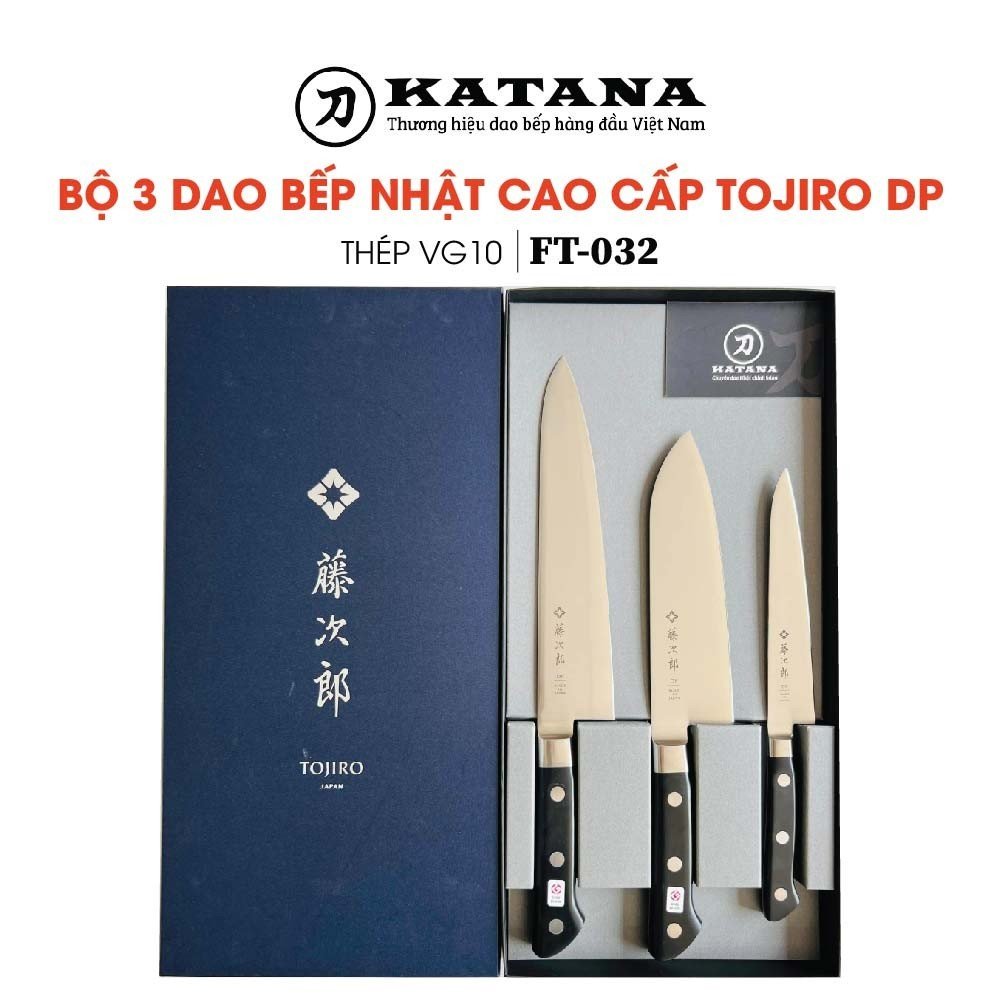 Bộ 3 dao bếp nhật cao cấp tojiro dp thép vg10 - thái thịt cá - thái đa năng - gọt hoa quả ft-032