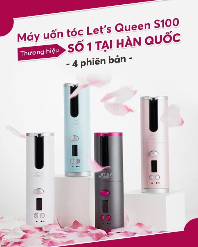 Máy uốn tóc tự xoay let’s queen s100 chính hãng hàn quốc, máy tạo kiểu tóc mini cầm tay