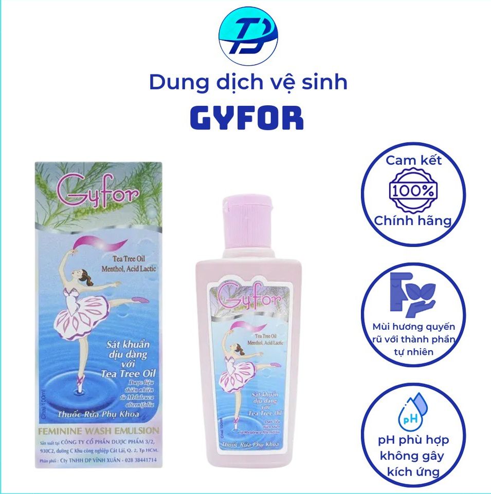 [CHÍNH HÃNG] Dung Dịch Vệ Sinh Phụ Nữ Gyfor ,rửa phụ khoa Gyfor Dược 3-2 sát khuẩn , viêm đạo (100ml