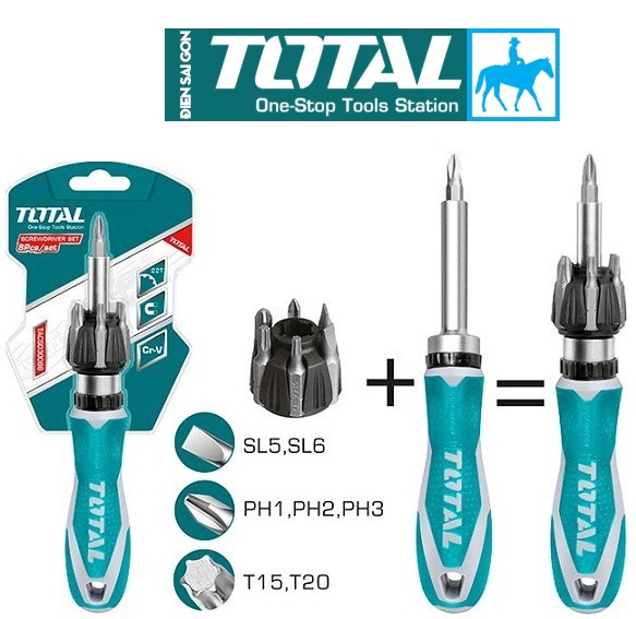 Bộ tua vít đa năng 8 đầu vít total tacsd30086