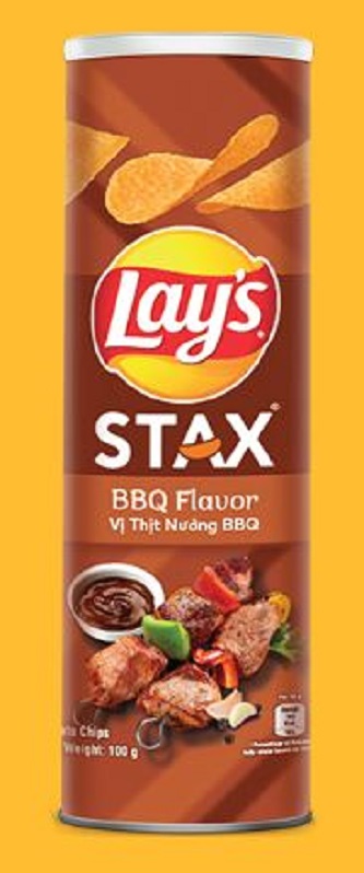 Snack Lays Stax Khoai Tay Mieng Vi Muc Nuong BBQ 100G