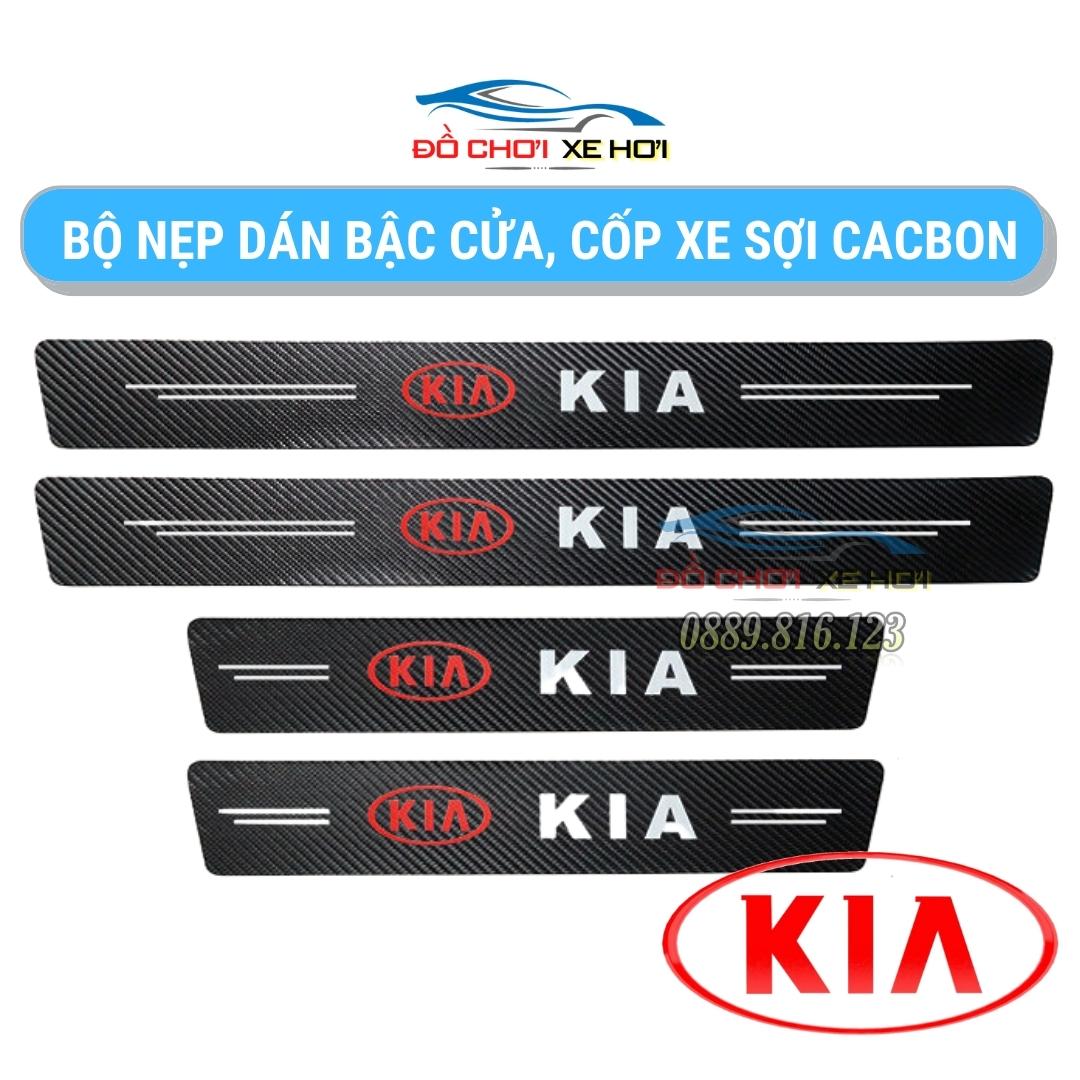 KIA - Bộ Miếng Dán Chống Trầy Xước Có Logo Hãng KIA Bảo Vệ Bậc Cửa Và Cốp Xe Hơi, Xe Ô Tô Chất Liệu Sợi Cacbon Bền Đẹp