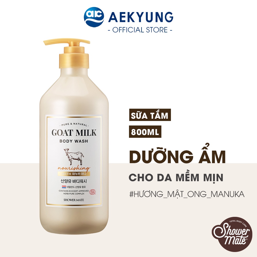 Sữa tắm sữa dê Shower Mate Goat Milk Original dưỡng ẩm cho làn da mềm mịn, an toàn cho da nhạy cảm 800ml