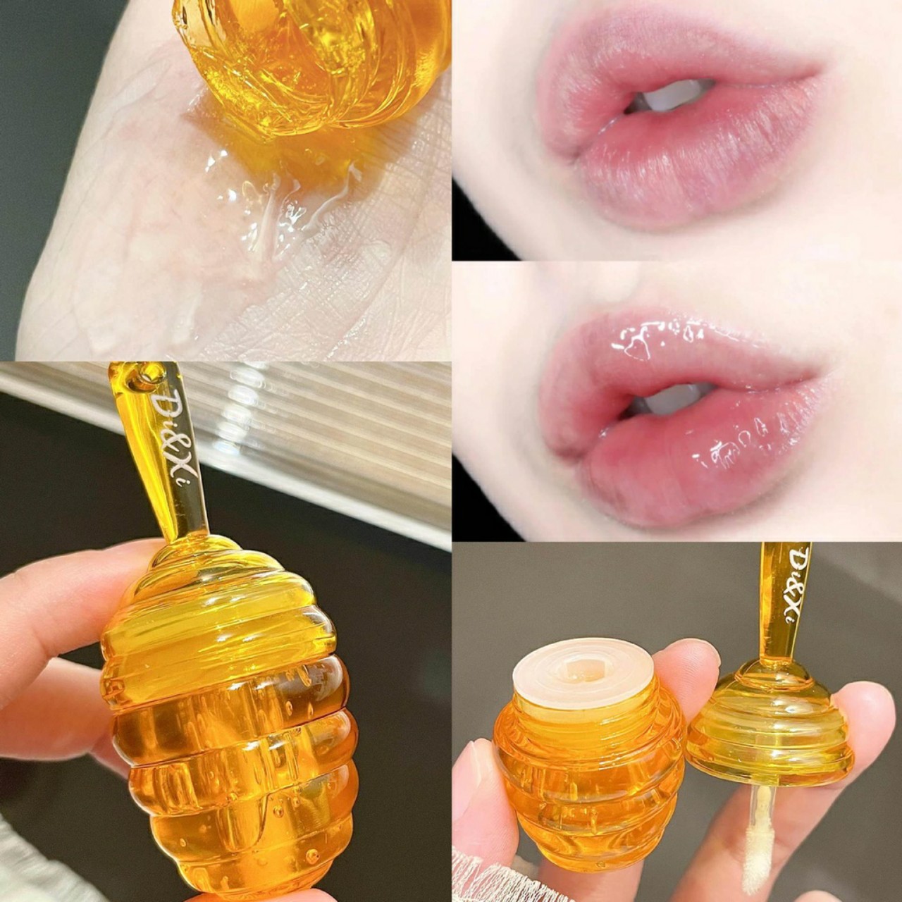 Son bóng trong suốt dưỡng ẩm và giúp môi căng mọng mật ong