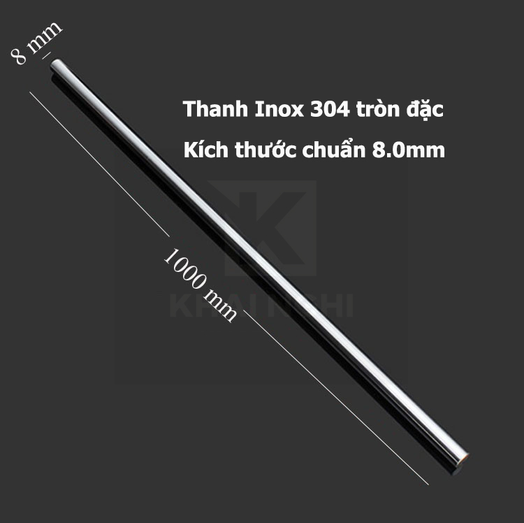 Ty inox đặc 304 kích thước hoàn toàn chính xác 8.0mm / 8ly / 8mm độ dài 200mm 500mm 700mm 1000mm