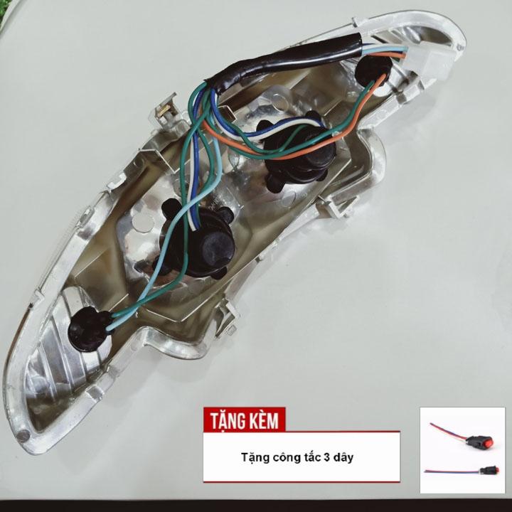 Đầu đèn pha xe wave 2 bóng tròn cực sáng - tặng kèm công tắc chuyển đổi