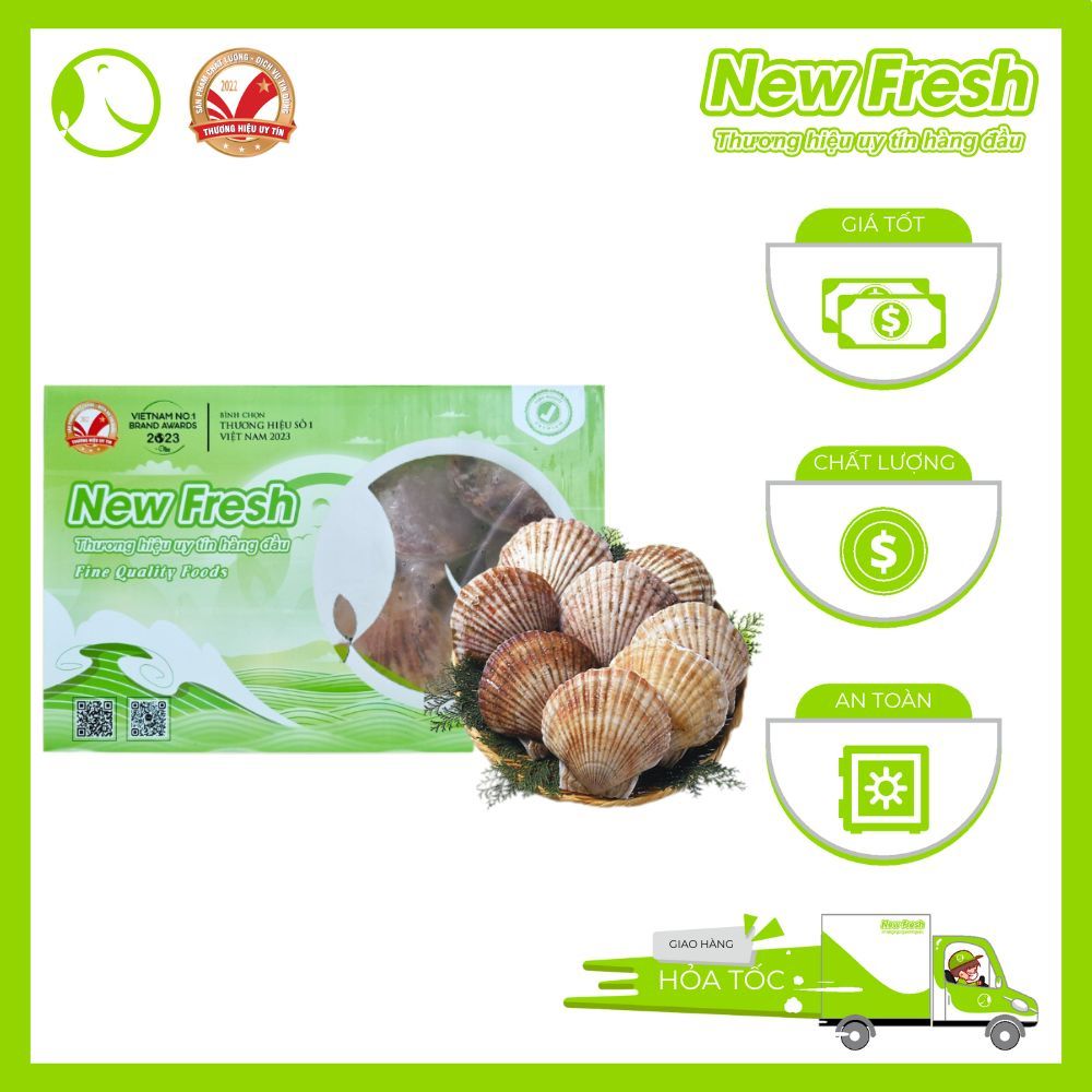 [HỎA TỐC HCM] Sò Điệp Nhật nguyên vỏ Thịt Mềm Ngọt Mọng Nước - Túi 1Kg