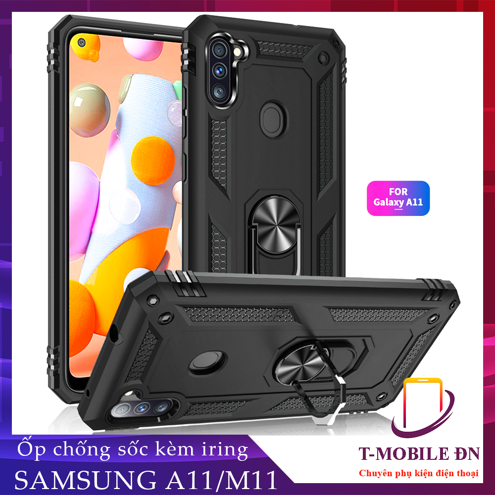 Ốp lưng Samsung A11 M11 chống sốc 2 lớp kèm nhẫn iring làm giá đỡ bảo vệ máy toàn diện chuẩn châu âu
