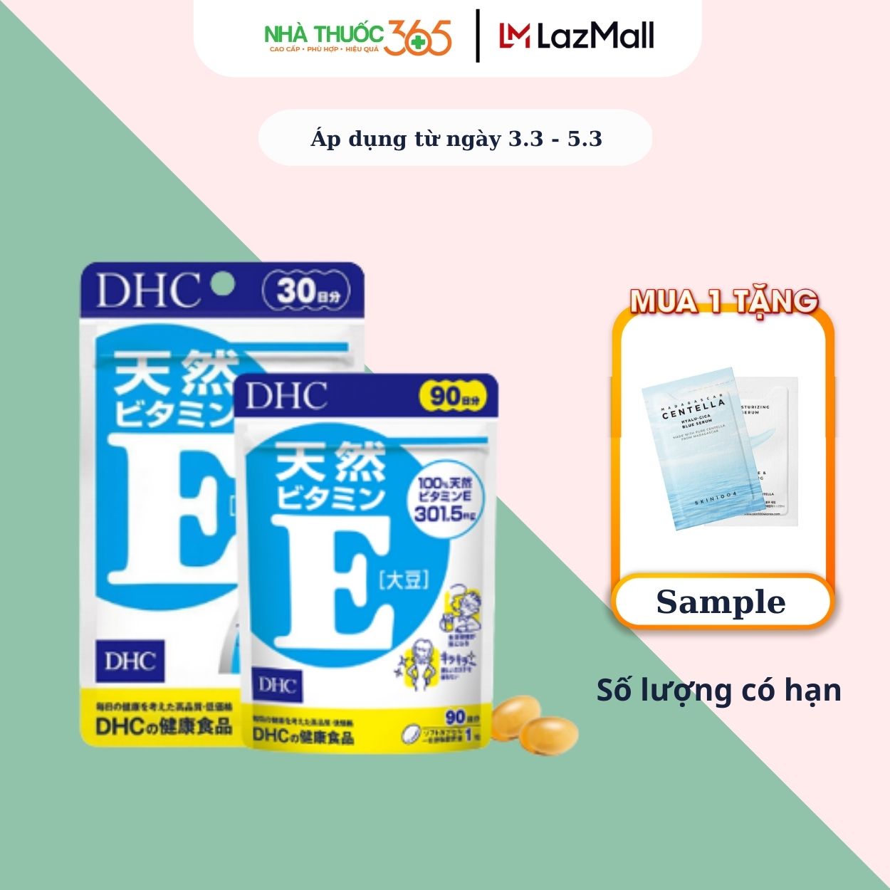 Viên uống bổ sung vitamin e giúp cải thiện làn da, sức khoẻ dhc natural vitamin e soybean 30 viên - 90 viên