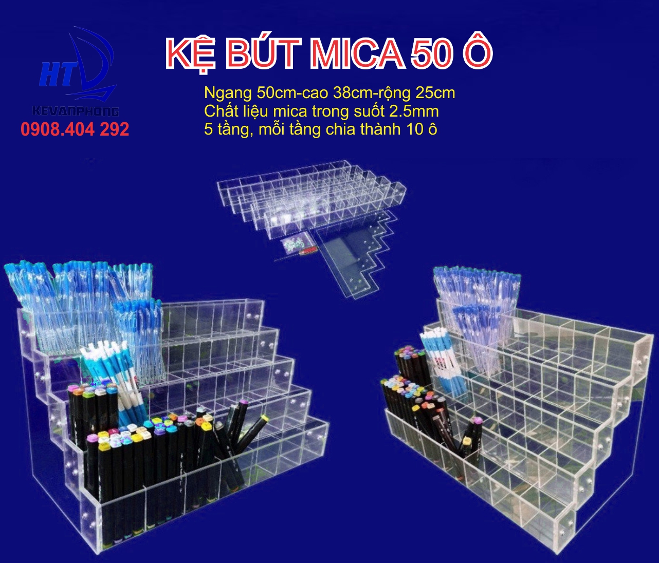 Kệ trưng bày bút 5 tầng ,mica 2,5mm