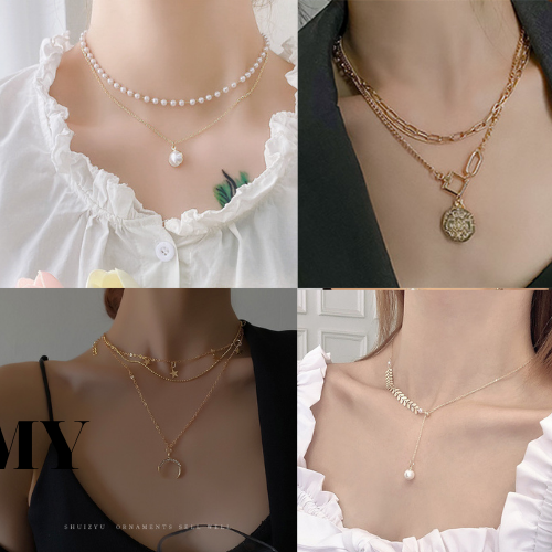Vòng Cổ Nữ Dây Chuyền Chocker 02 Tầng Layer Vòng Cổ khóa trái tim đính đá Thời Trang Cá Tính Giá Rẻ