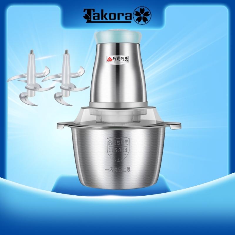 [HCM]Máy xay thịt cá đa năng cối inox loại 2 lít và 3 lít cao cấp chuyên xay thực phẩm xay gia vị máy xay thịt bộ dao 4 lưỡi cối Inox 304 trục hợp kim không gỉ loại tốt - TAKORA