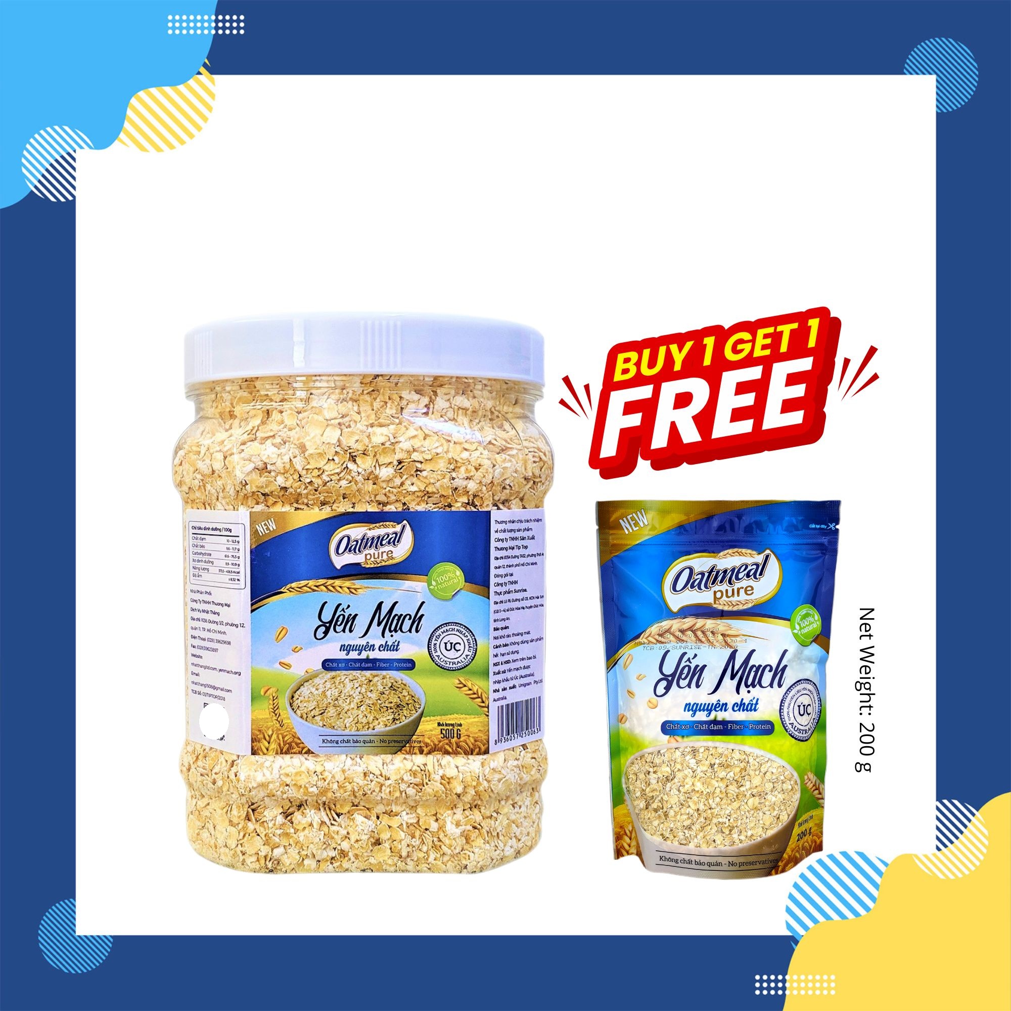 Pure Australian Rolled Oats Oatmeal Pure 500g - Officially Imported from Australia