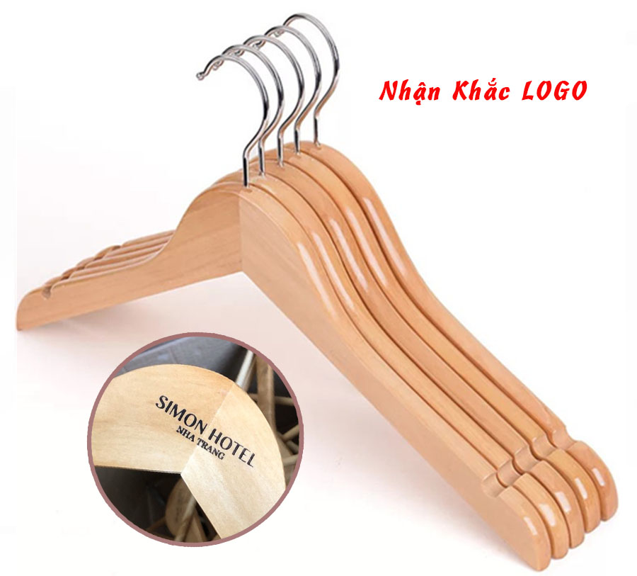 Bộ 50 móc treo quần áo gỗ vàng ktn 44.5cm