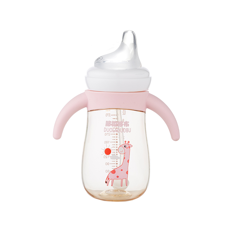 Bình sữa miệng rộng hoạt hình PPSU cho bé, Cốc có ống hút cho bé Sippy Cup 210ML