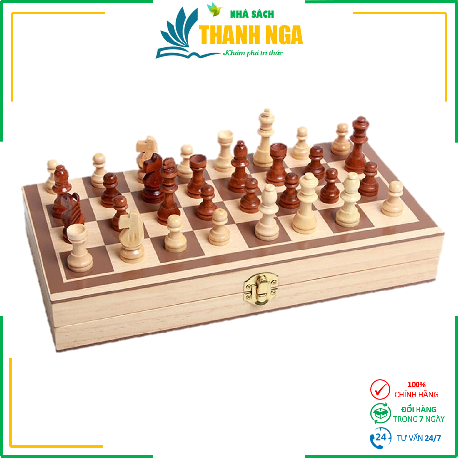 Bộ cờ vua gỗ cao cấp - có hộp đựng làm bàn cờ
