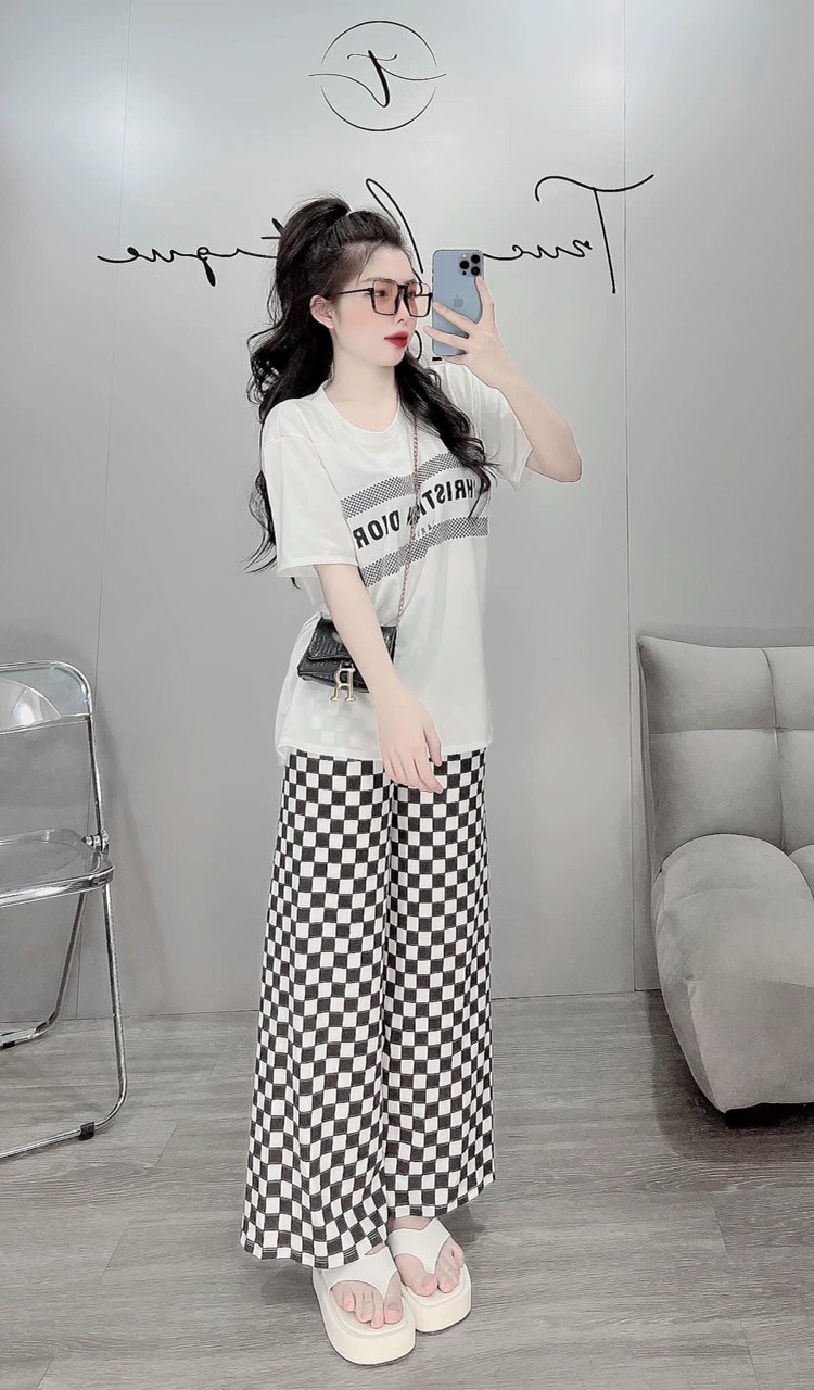 Sét bộ thun inchristian dior quần dài sọc