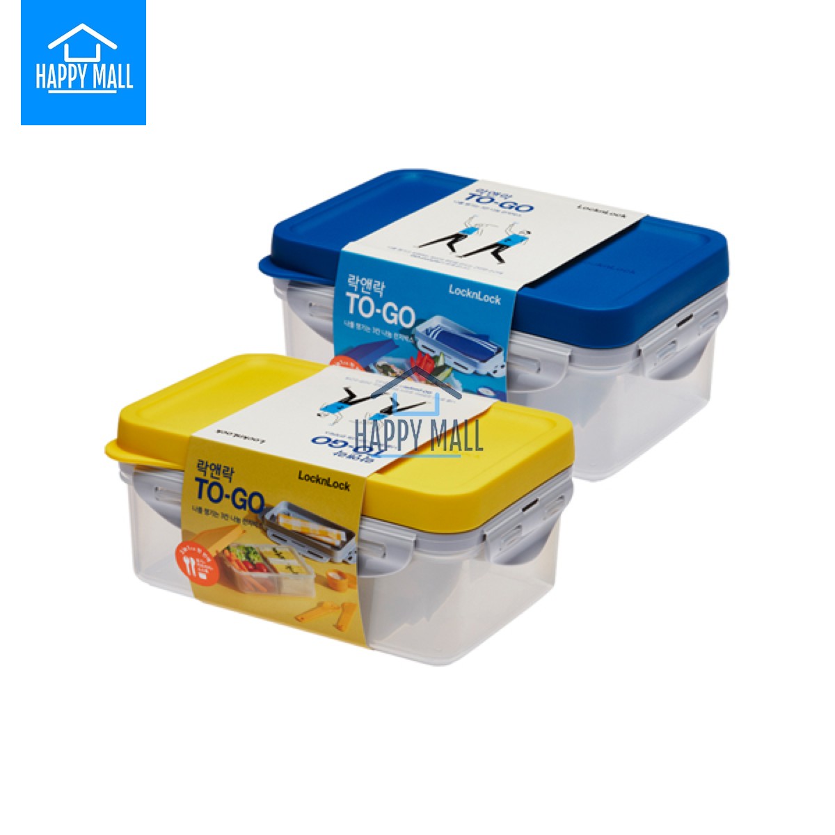 Hộp cơm văn phòng Lock&Lock TOGO HPL817 hình chữ nhật 1L bằng nhựa chia ngăn kèm dao muỗng  hộp sốt đi kèm