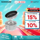 [ƯU ĐÃI 2 TẦNG VOUCHER] Bộ Chảo Quánh Inox Impact Sunhouse ECO IN16BB1 Đáy 3 Lớp Công Nghệ Impact Bonding, Bền Bỉ, Truyền Nhiệt Tốt