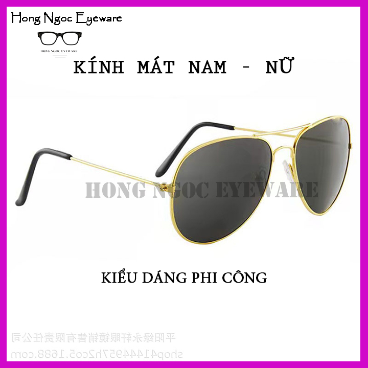 Kính râm nam nữ, mắt kính mát kiểu dáng phi công, chống tia cực tím