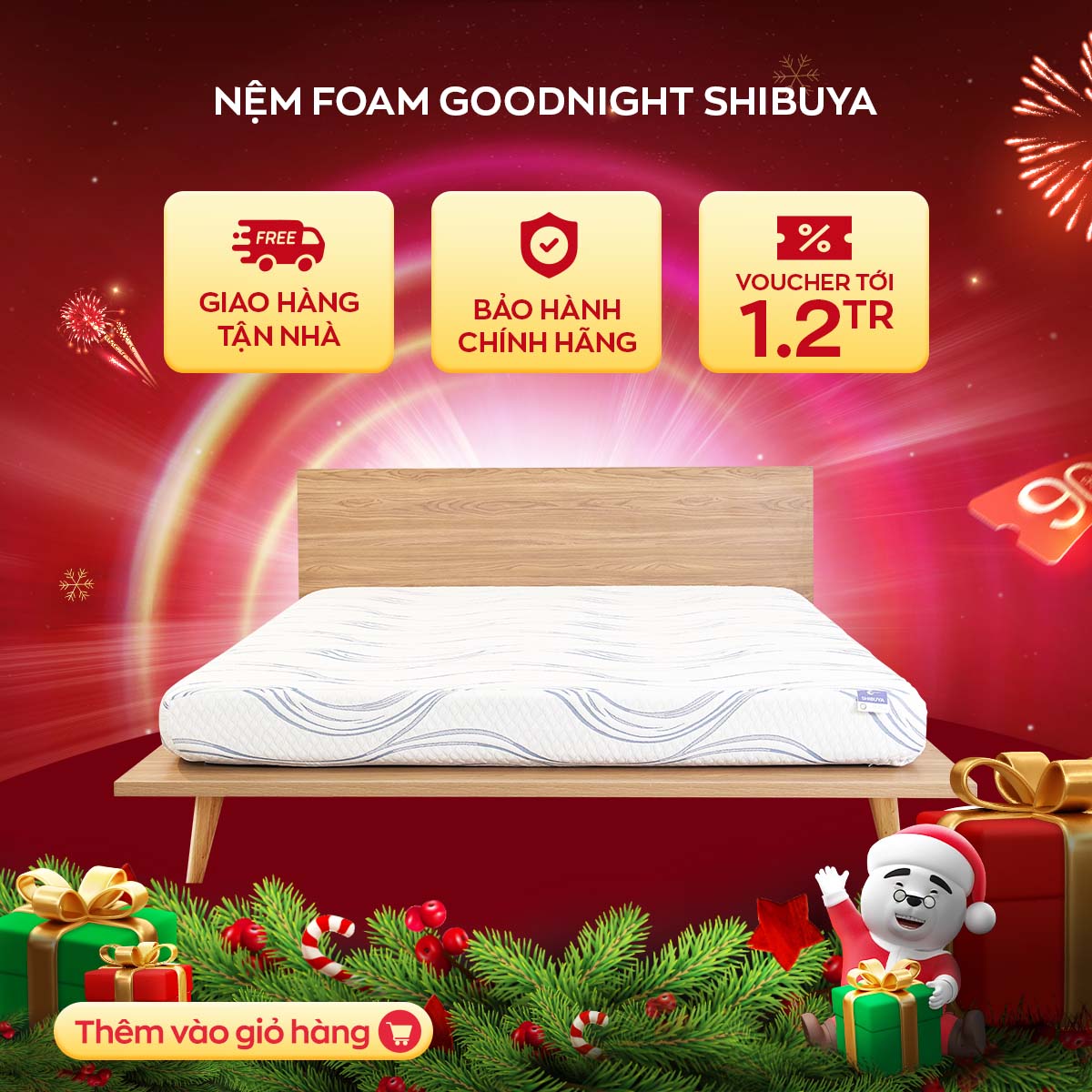 Nệm foam Goodnight Shibuya Platinum 20cm công nghệ Nhật Bản Khả năng nâng đỡ tốt tạo độ cứng mềm lý tưởng cho cột sống lưng