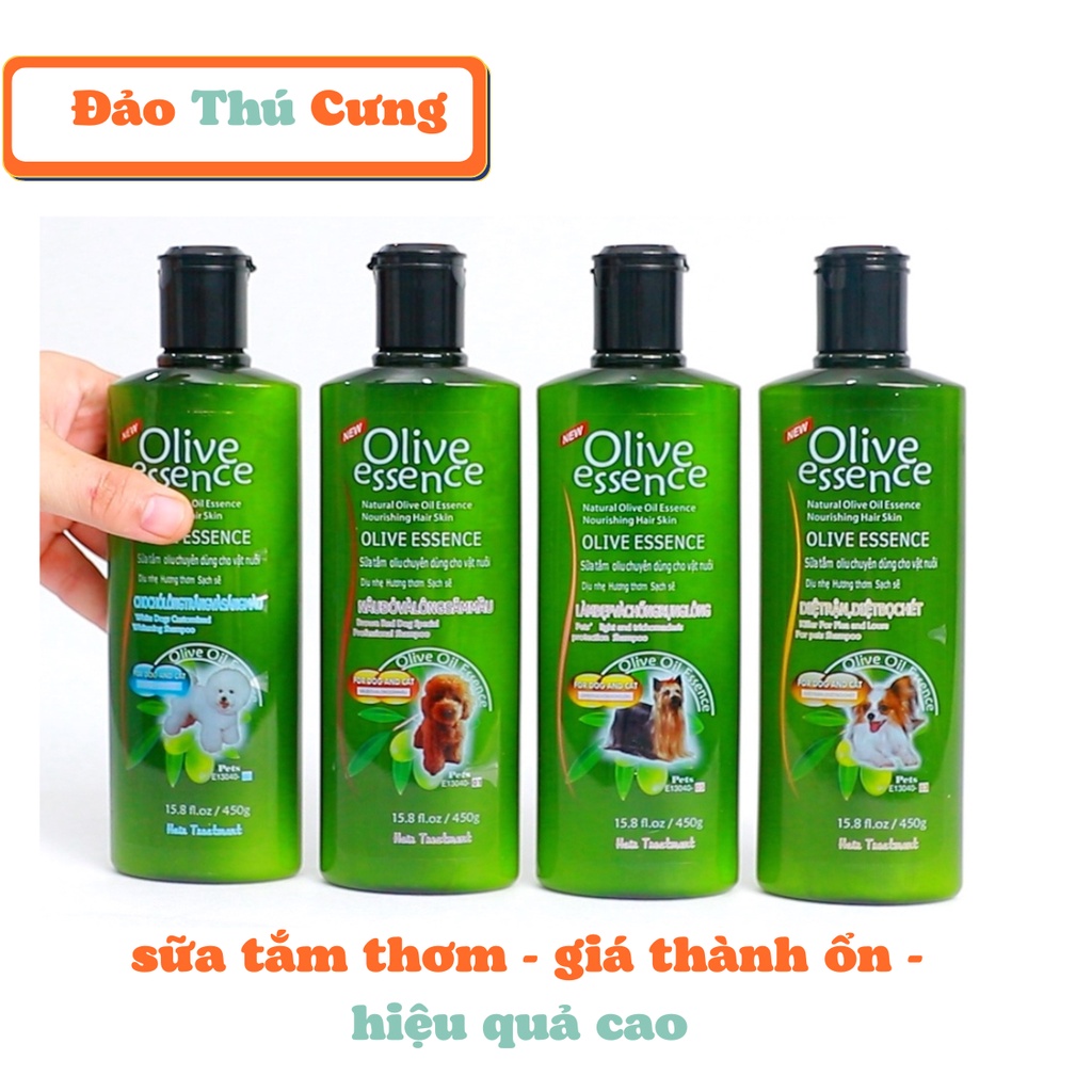 OLIVE 450ml Sữa tắm chó mèo tinh dầu ô liu dành cho mọi loại chó mèo