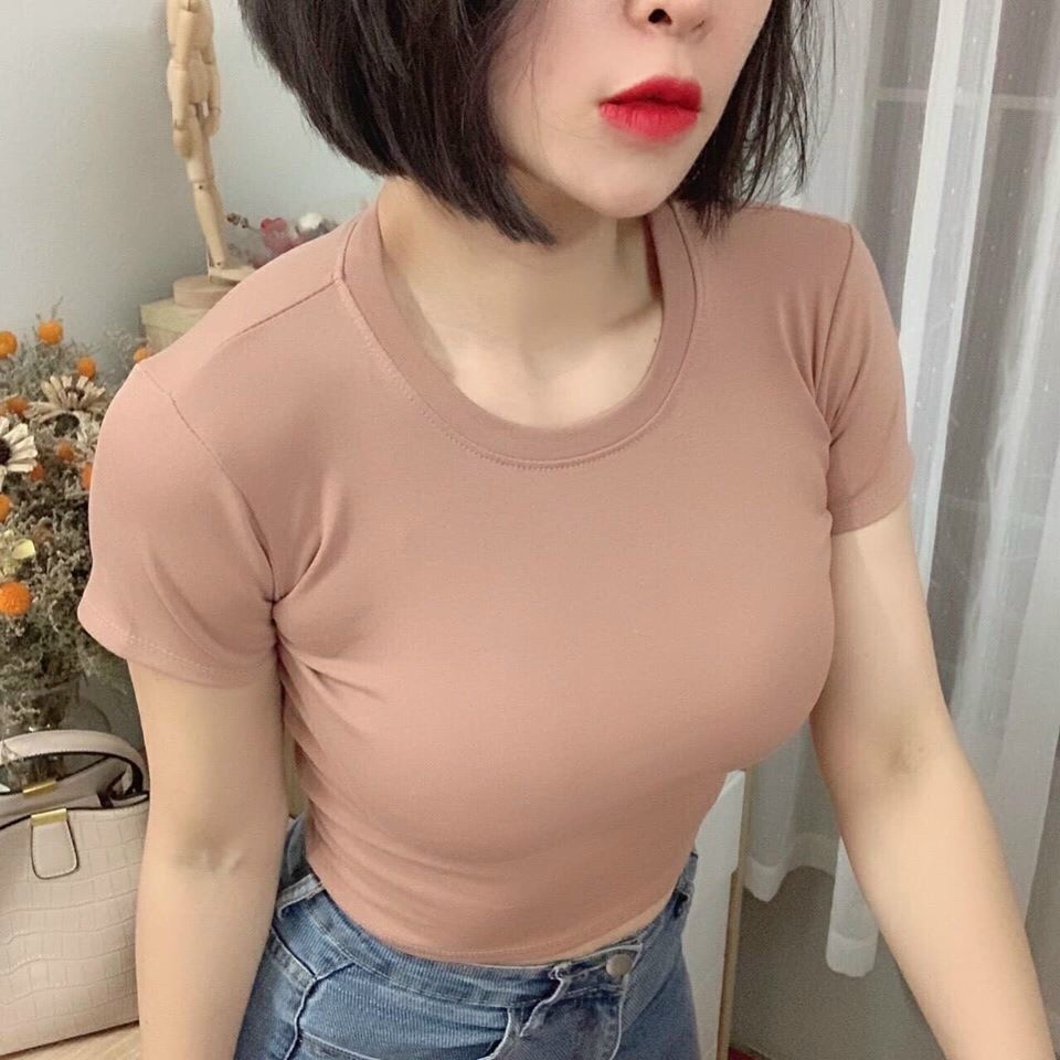 Áo thun Croptop Trơn Cổ Tròn