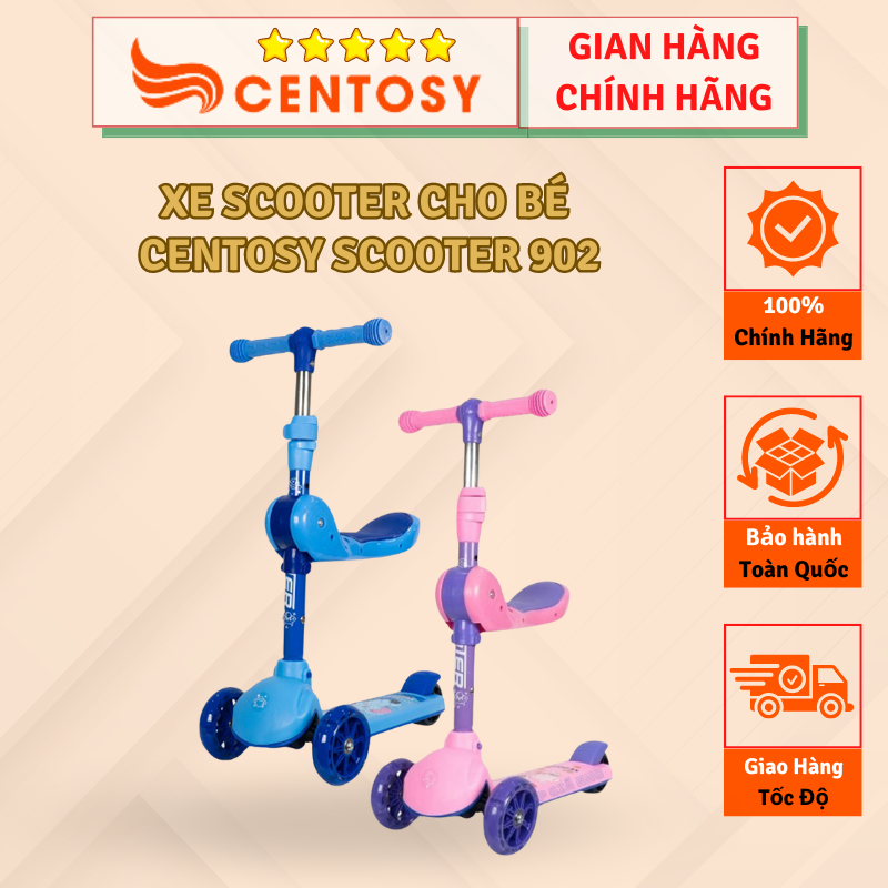 Xe Scooter Trẻ Em Centosy Scooter 902 màu sắc bắt mắt với 2 màu Hồng và Xanh, form chắc chắn