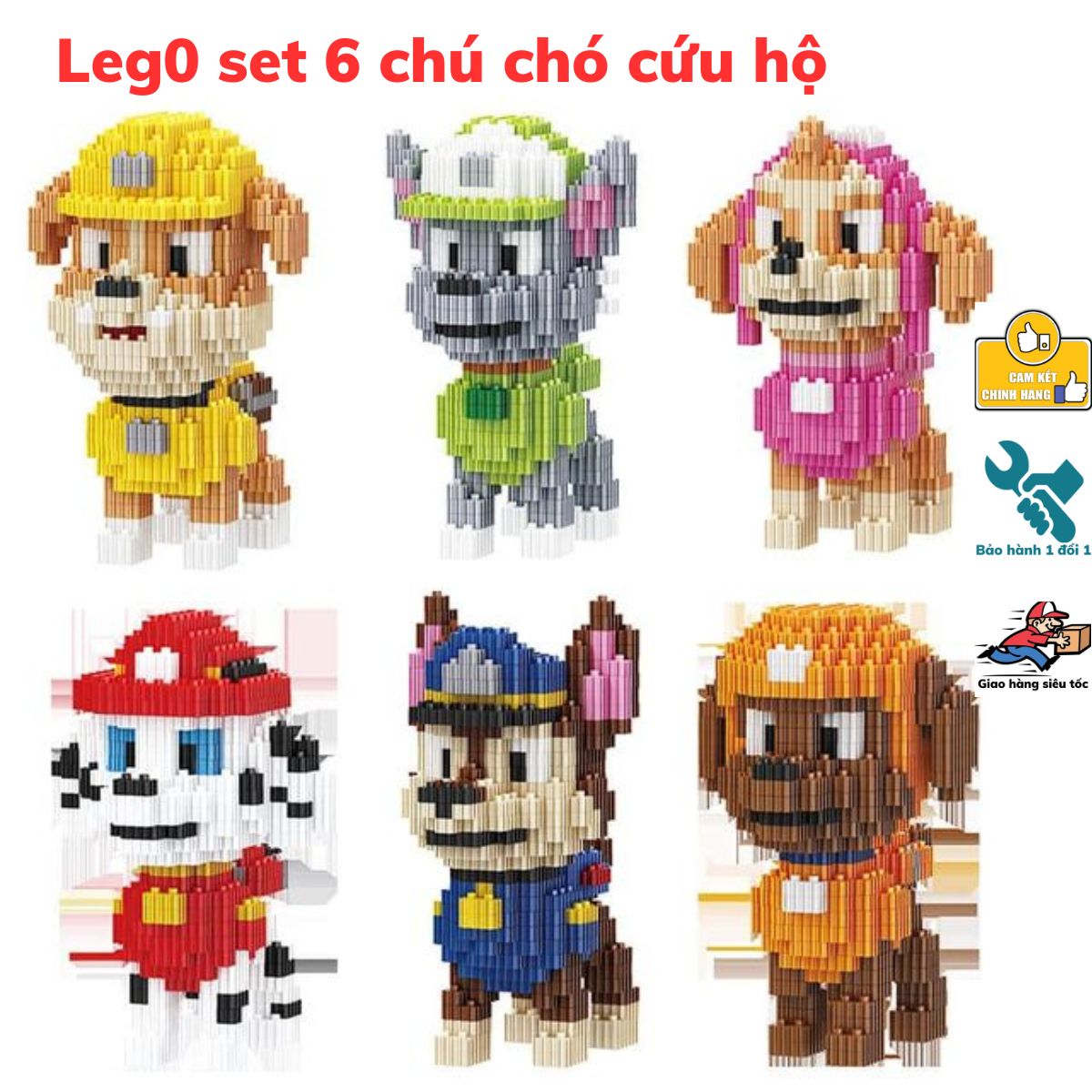 Leg0 mini 6 piece set outdoor survival dog 484 PCs leg0 3D-album Paw Patrol follow up intelligent leg0 puppy toys for kids-squirrel shop 2023