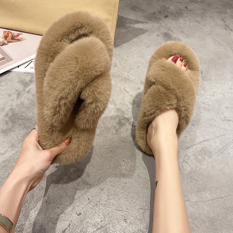 Dép bông quai chéo, dép nữ quai chéo đế cao 5cm dp79