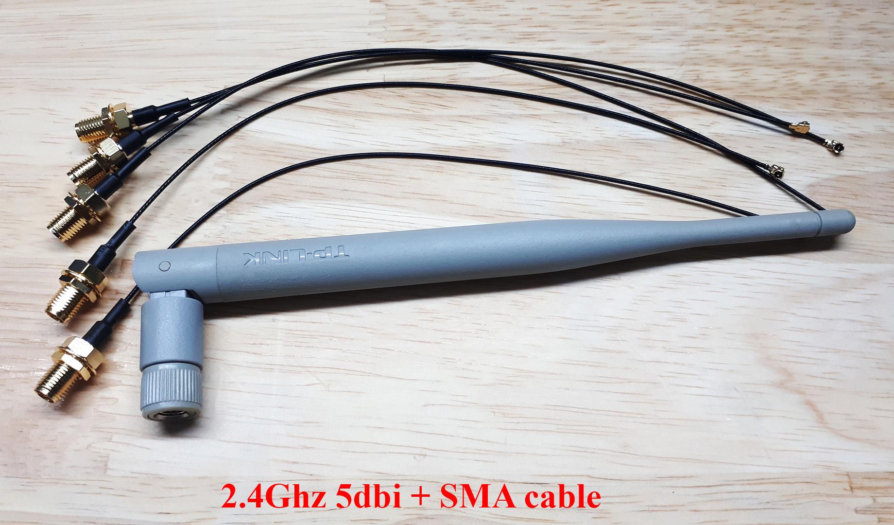 Combo 1 anten wifi 2.4g 5dbi kèm cáp chuyển sma sang ipex3