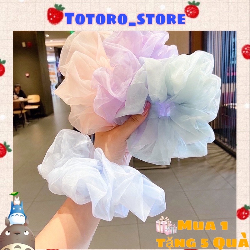 Dây buộc tóc, cột tóc vải scrunchies cỡ lớn nhiều màu dễ thương cao cấp pkt01