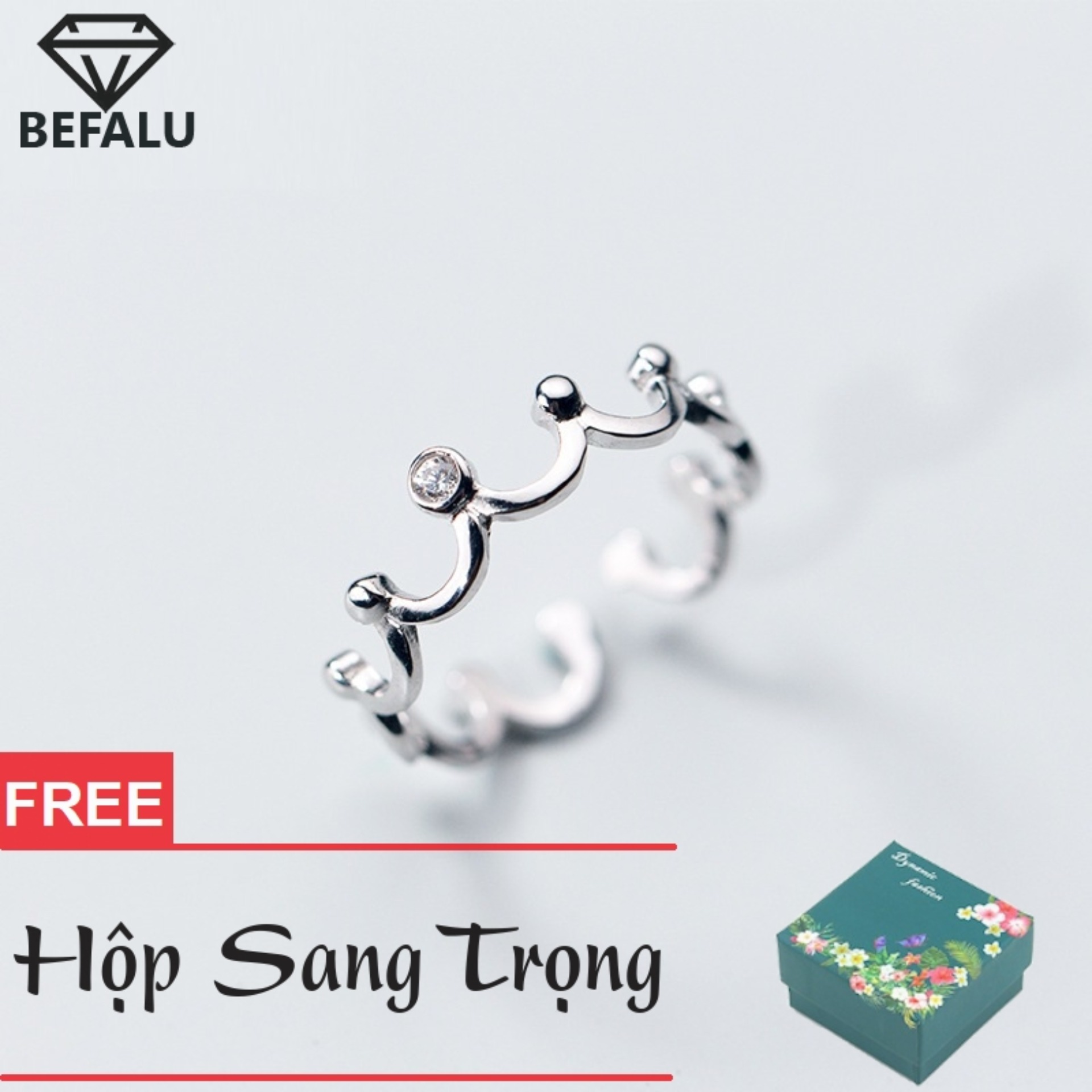 Nhẫn nữ bạc s925 phong cách hàn quốc vương miệng đính đá n30 nhẫn freesize