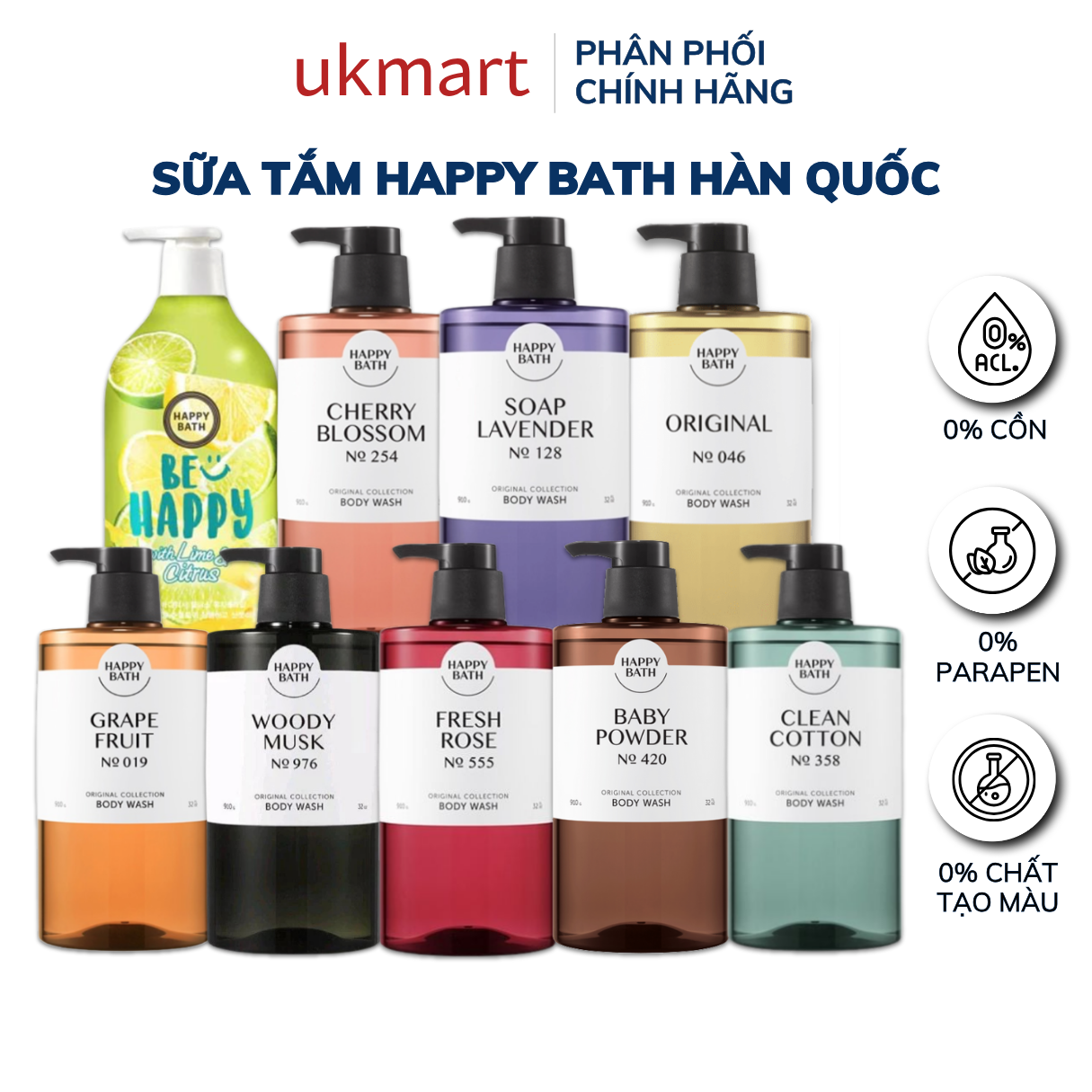  Sữa tắm Happy Bath Hàn Quốc 900g  Happy cao cấp 910G  