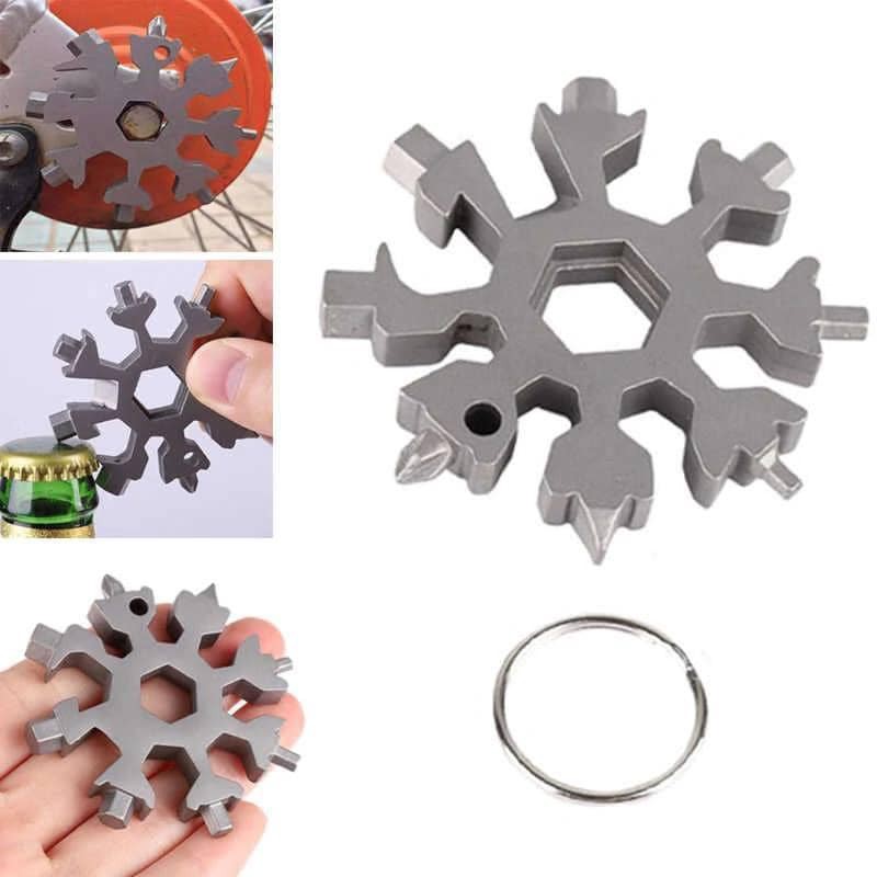 Cờ Lê Đa Năng Hình Bông Tuyết Kết Hợp Công Cụ Móc Khóa Bông Tuyết Di Động Nhỏ Gọn