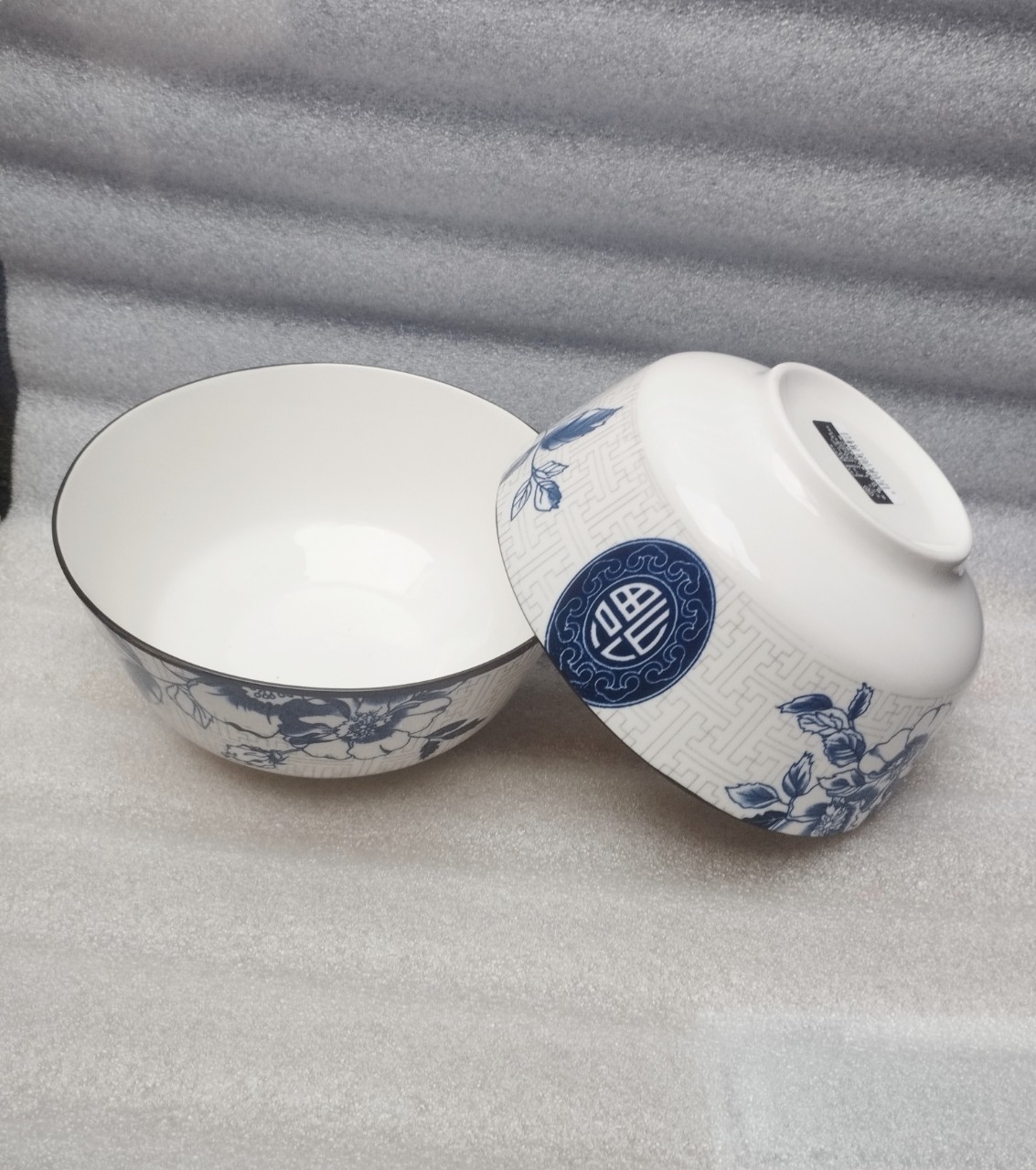 Tô sứ hoa văn chữ phúc size 18cm, tô sứ trắng