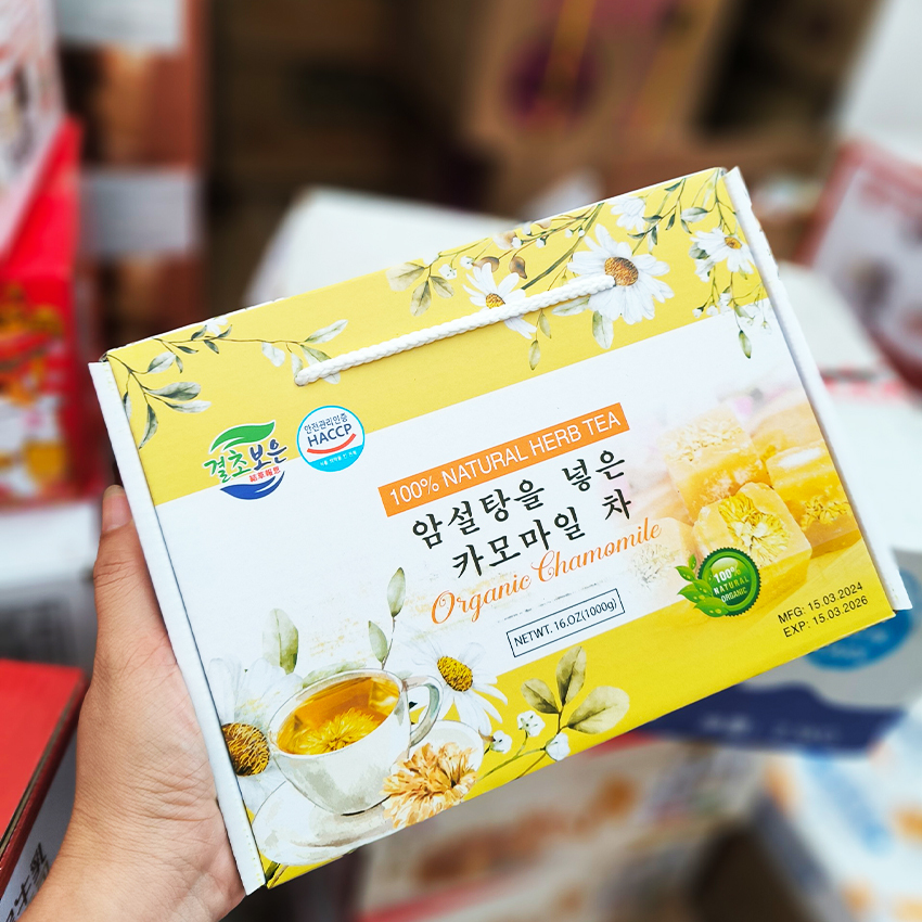 Hộp 1kg Trà Hoa Cúc Mật Ong Đường Phèn Hàn Quốc N06 - BeeGin Food Shop